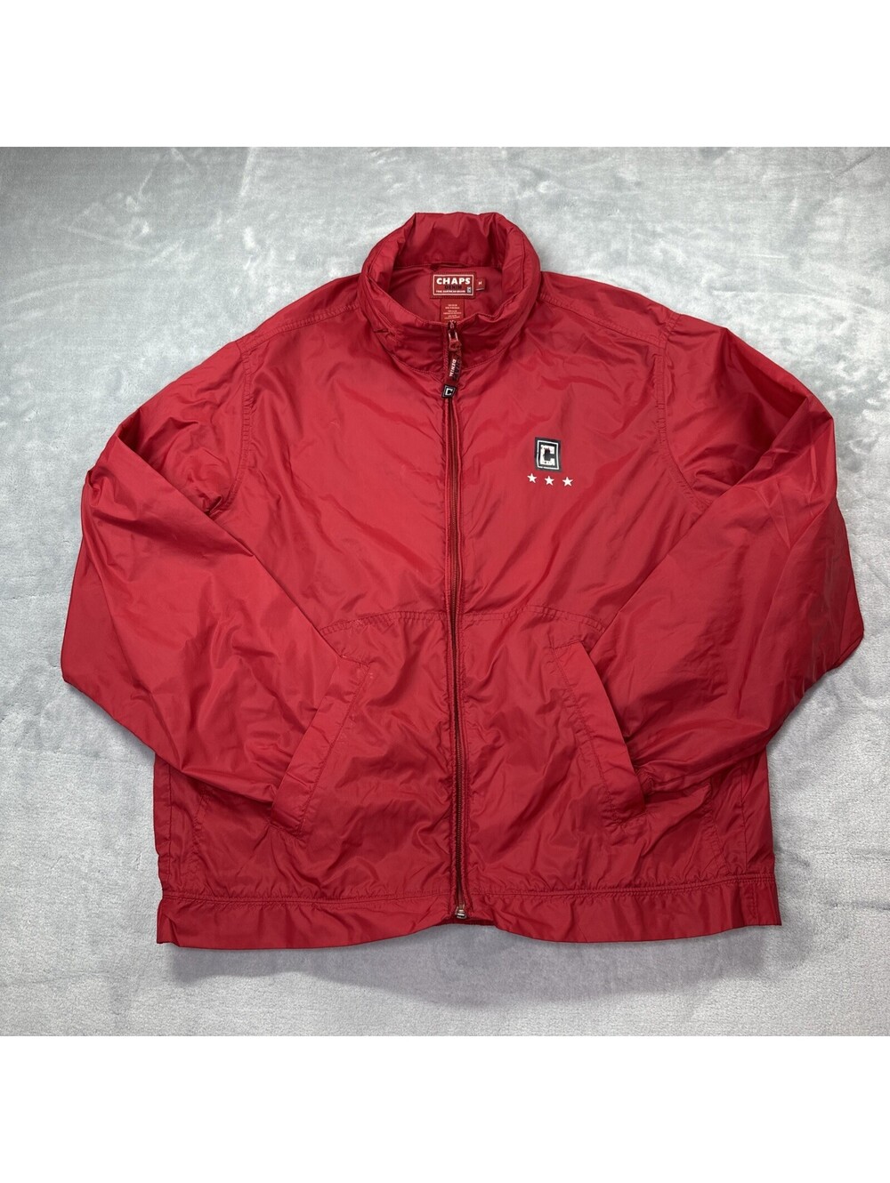 Chaps Denim Lightweight Windbreaker Red Size Medium True American Brand C Logo
